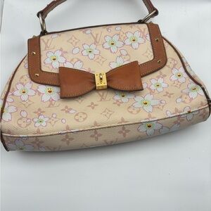 Louis Vuitton Pink Cherry Blossom Canvas Top-Handle Bag with Bow